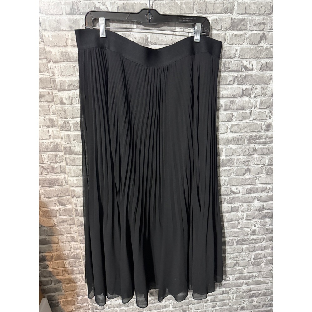 Wilfred Aritzia Twirl Skirt Black Pleated Chiffon Midi Skirt 2XL